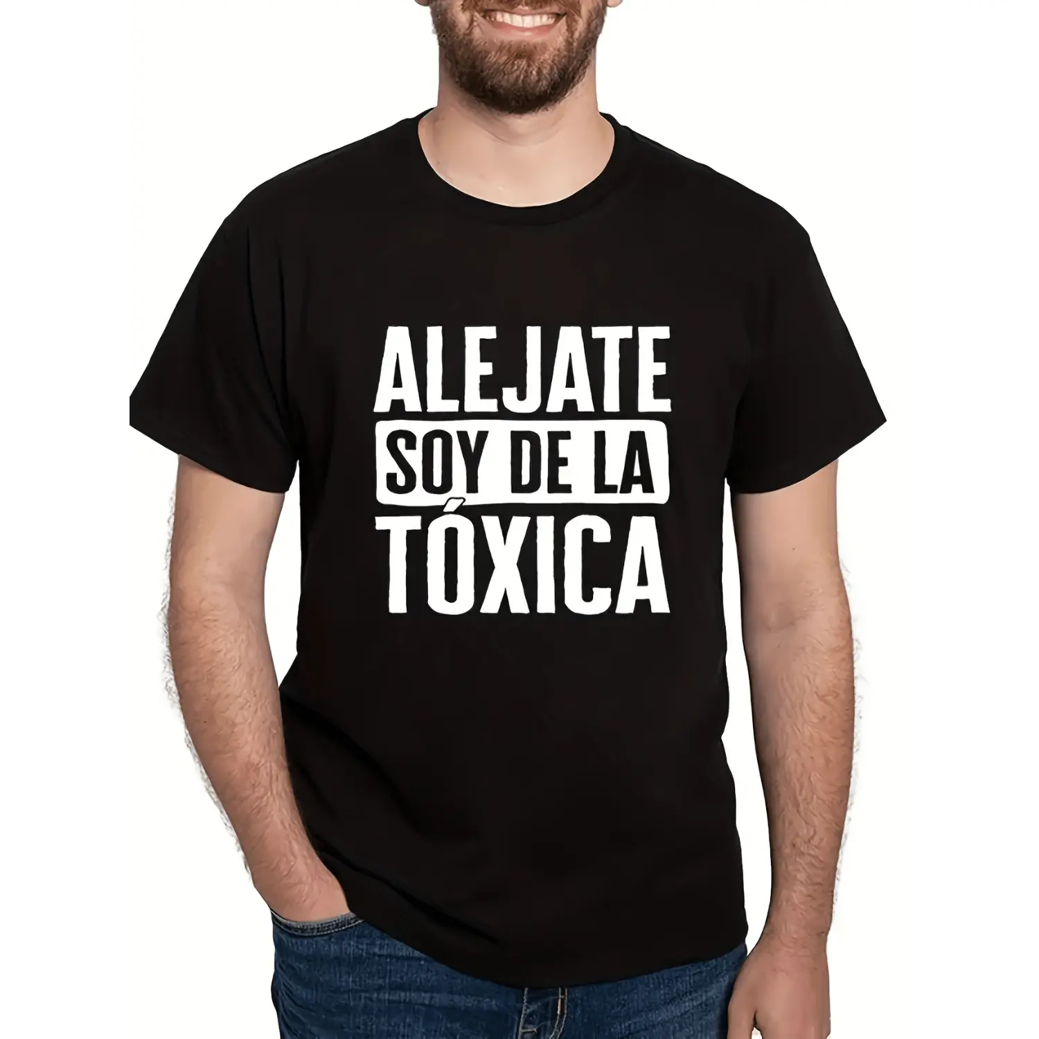 Unisex Graphic Tee with "Alejate Soy De Tee" Funny Print, 100% Soft Cotton Sporty Chic Streetwear, Short Sleeve Crew Neck, Top, Shortsleeve, Graphic Print, M, Slogan Design Men's Short-Sleeve T-Shirts, Round Neck, Menswear, Tshirt, Casual Basic Tee, 100%