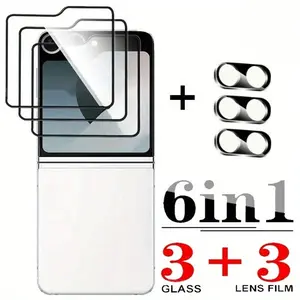 3 Pack Screen + 3 Pack Camera Lens Protector for Samsung Galaxy Z Flip 7 9H Hardness Tempered Glass Anti Scratch Anti Fingerprint No Bubble Quick Fit