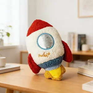 Cute Plush Toy in The Shape of a Space Rocket Is Made of Soft Fabric, Ideal for Cuddling And Playtime. It Makes an Excellent Gift for Birthdays, Easter, Christmas, And Halloween kid room decor