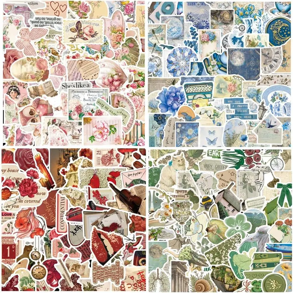 200PCS Vintage Aesthetic Stickers, Victorian Aesthetic Stickers for Water Bottles, Scrapbook Laptop Sticker, Vintage Junk Journal Sticker Teens Adults