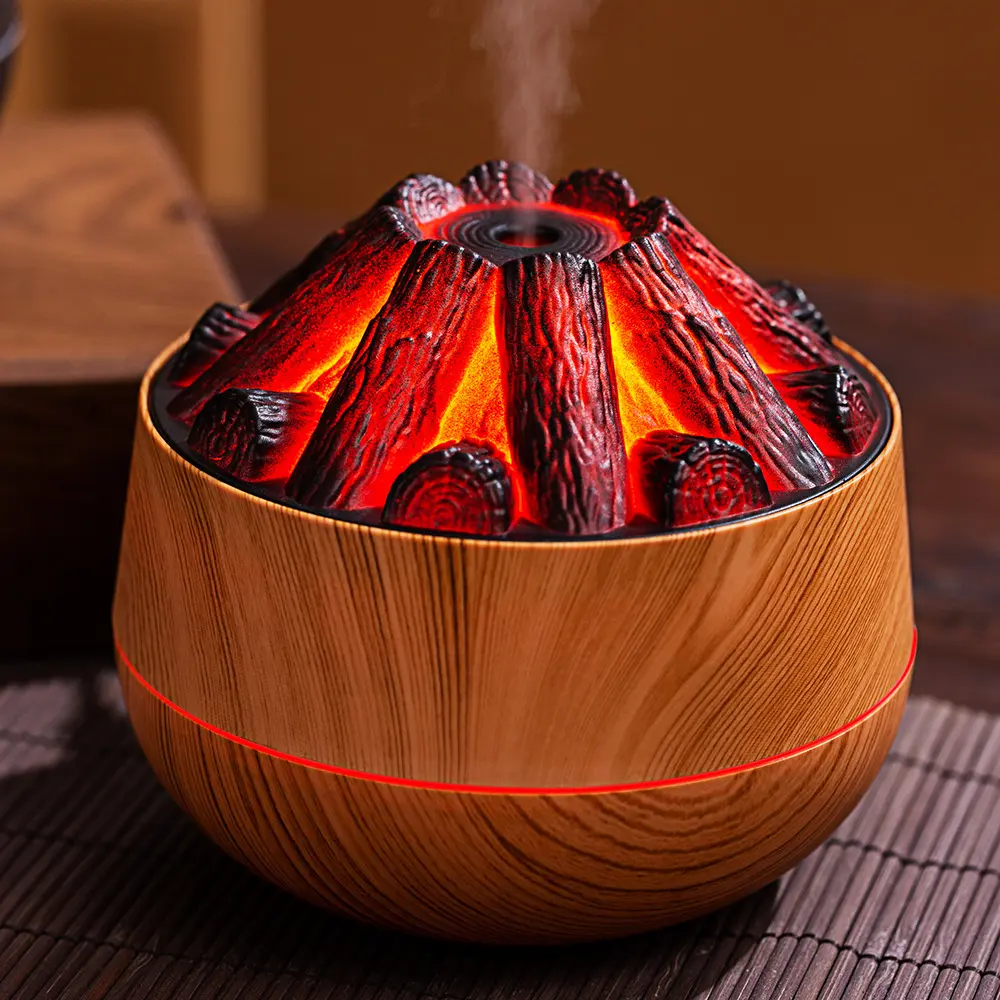 Mini Wood Stove USB Powered Air Humidifier with Color Changing LED Light, Adjustable Mist Mode, Auto Shut Off, Ideal for Bedroom Office Living Room, Humidifier for Home, USB Humidifier Machine