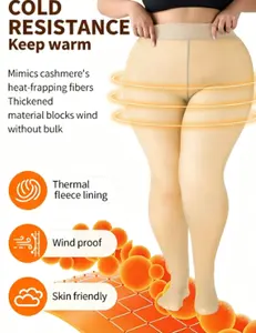 Plus Size Womens High Waist Fleece Lined Fake Sheer Tights Stretchy Non Restrictive Body Shaping Butt Lifting Tummy Control Thermal Base Layer Warm Winter Layering Leggings