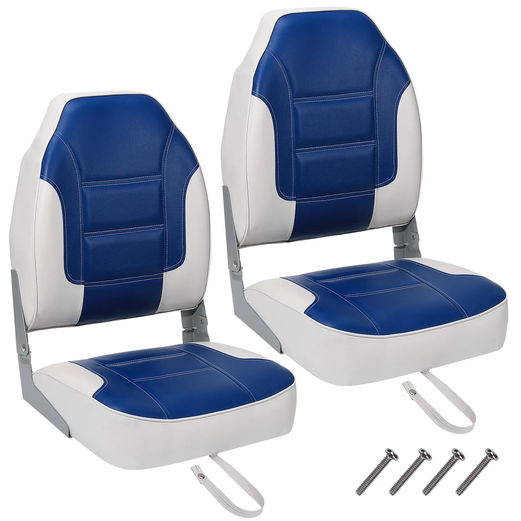 2-Pack Fishing Boat Seats - 22" Wide High-Back Folding Chairs with 600D Marine Vinyl & Stainless 316 Hardware | Waterproof for Saltwater, Pontoon, Bass Boats