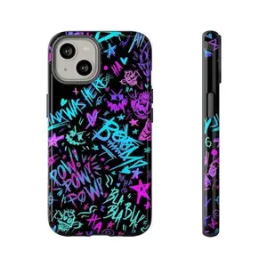 Arcane Jinx Cyberpunk Neon Graffiti Tough Shockproof Phone Case for iPhone 11 12 13 14 15 16 17 Pro Max Plus