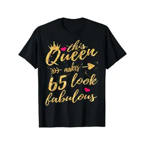 Menswear Cotton Casual Round Neck Short-Sleeve 65th Birthday Gift Oversize Lightweight Double-Print T-Shirt, Y2K Streetwear Vintage Metalcore Graphic Tee for Men, Queen-Themed Acid Valentine Concert Merch Oversized