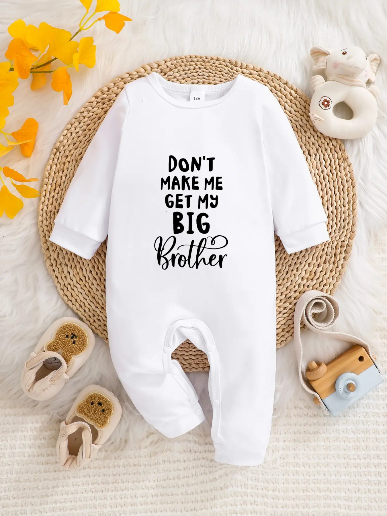 Newborn Spring Fall Long Sleeve Romper, Unisex Baby Onesie with Fun Big Brother Letter Print, Cute Fitted Crawling, Baby Clothing, Baby Girl Clothes, Newborn Onesies