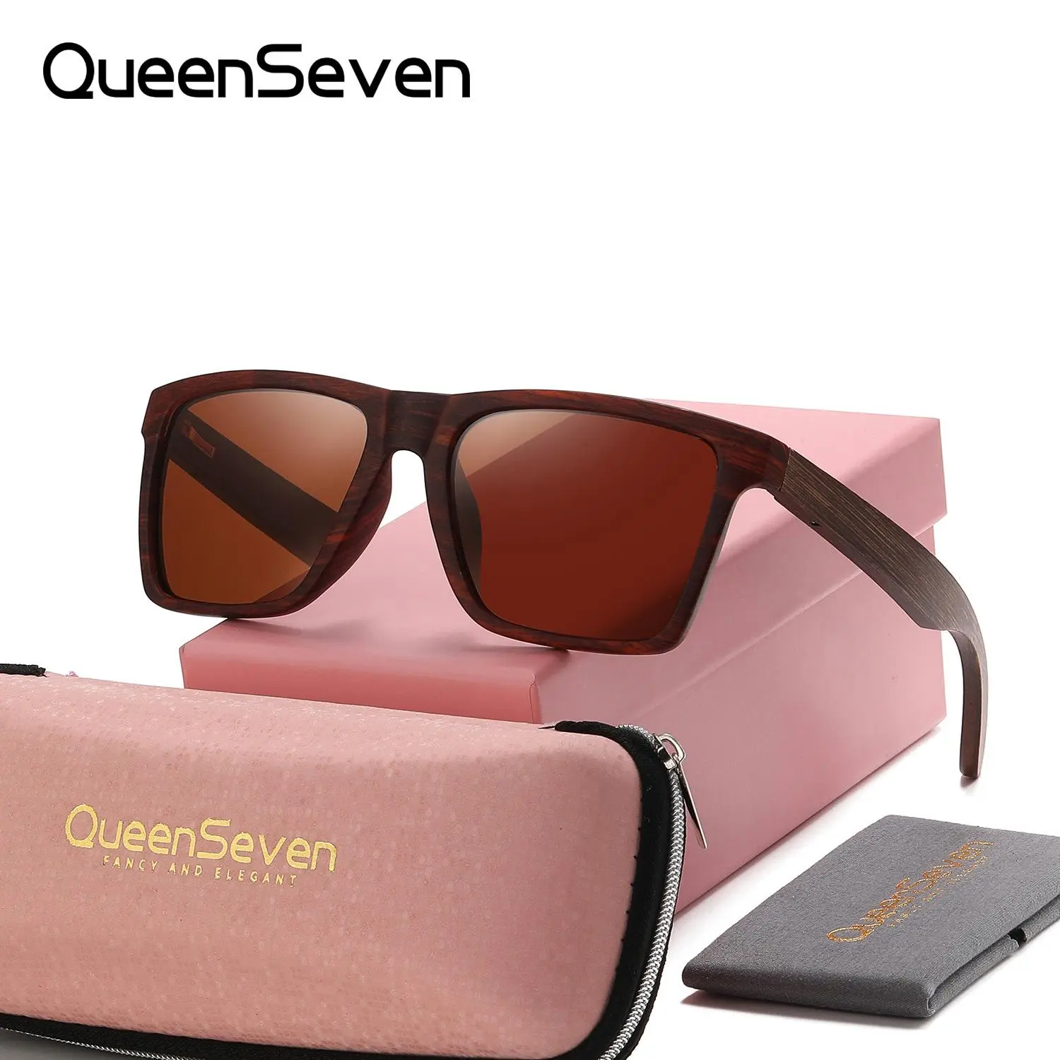 QueenSeven Unisex Fashionable Full Frame Sunglasses Picnic Square Frame Polarized Sunglasses UV400