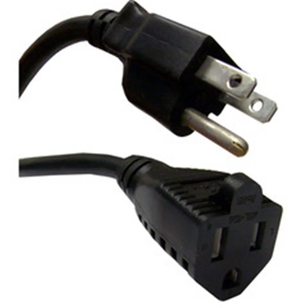CableWholesale 3 ft SJT Flexible Socket Extension Cord - 10A, 18 AWG Pure Copper Wire, Standard NEMA 5-15P to NEMA 5-15R Plugs, Durable, Black, Wrappable in Tight Spaces