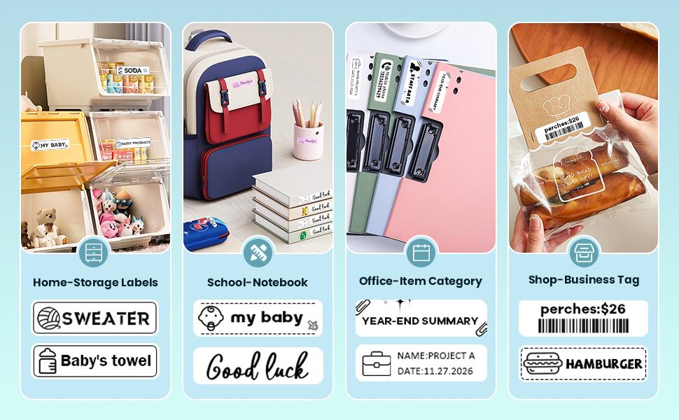 Labels N12 Label Maker Tape, Label Printer Paper, 14x40mm (0.55"x1.57"), Black on White Sticker Thermal Paper Self-Adhesive, Compatible with N12 Label Printer, 180 Labels/Roll, 3-Roll