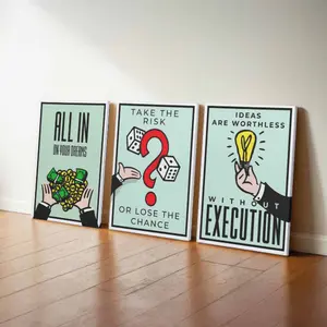 Classic Cartoon Graffiti Canvas Painting ALEC Monopoly Time Is Money Poster for Home Living Room Office Wall Picture Decor Eco-Friendly Material Fade-Resistant UV-Protected Artistic Decoration