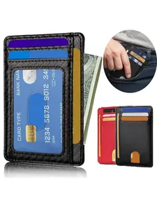 PU Leather Credit Card Holder Wallet, 8 Slot Design Portable ID Card Case, Anti-Theft Unisex Business Card Organizer for Men Women