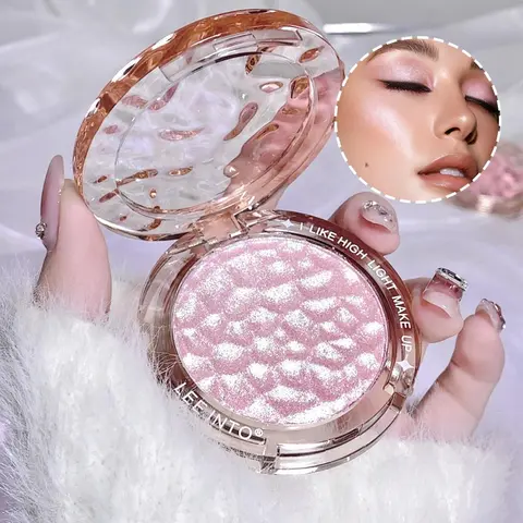 Portable Glitter Highlighter Powder, Glowy Highlighter, Shimmering Highlighter Palette, Long Lasting Lightweight Pearly Makeup Powder, Facial Brightening Cosmetics, Valentine's Day Gift, Cosmetics Glam Powder, High Shine Makeup, Glitter Sparkle Makeup