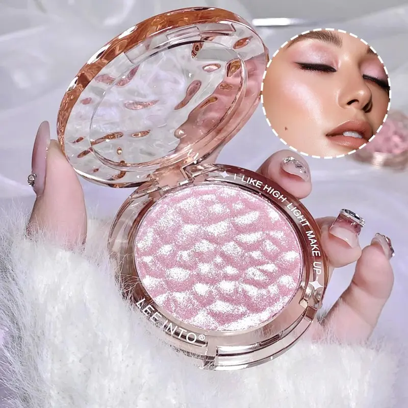 Portable Glitter Highlighter Powder, Glowy Highlighter, Shimmering Highlighter Palette, Long Lasting Lightweight Pearly Makeup Powder, Facial Brightening Cosmetics, Valentine's Day Gift, Cosmetics Glam Powder, High Shine Makeup, Glitter Sparkle Makeup