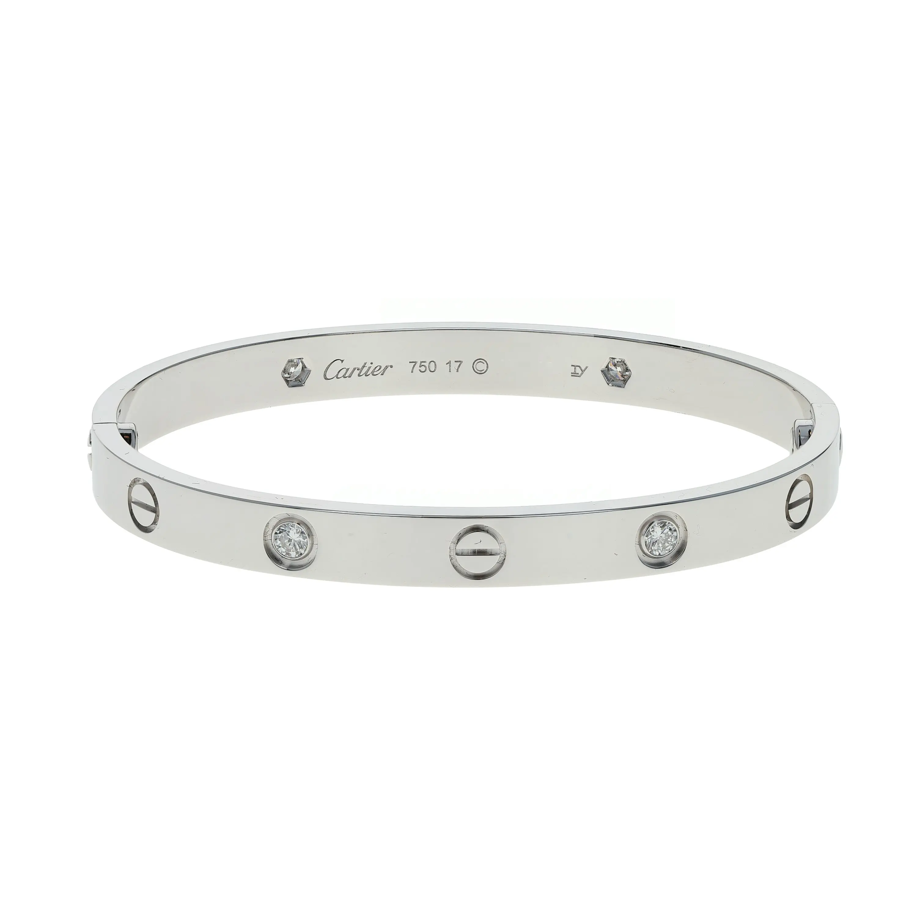 Pre-owned Cartier Love Bangle Bracelet Size 17