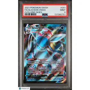 2021 POKEMON SWORD & SHIELD EVOLVING SKIES #041 FULL ART/GLACEON VMAX PSA 9