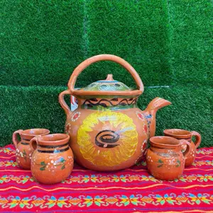 Cafetera Clay Traditional Grande Set Coffee, (4 Tazas Tradicionales, 1 Cafetera).