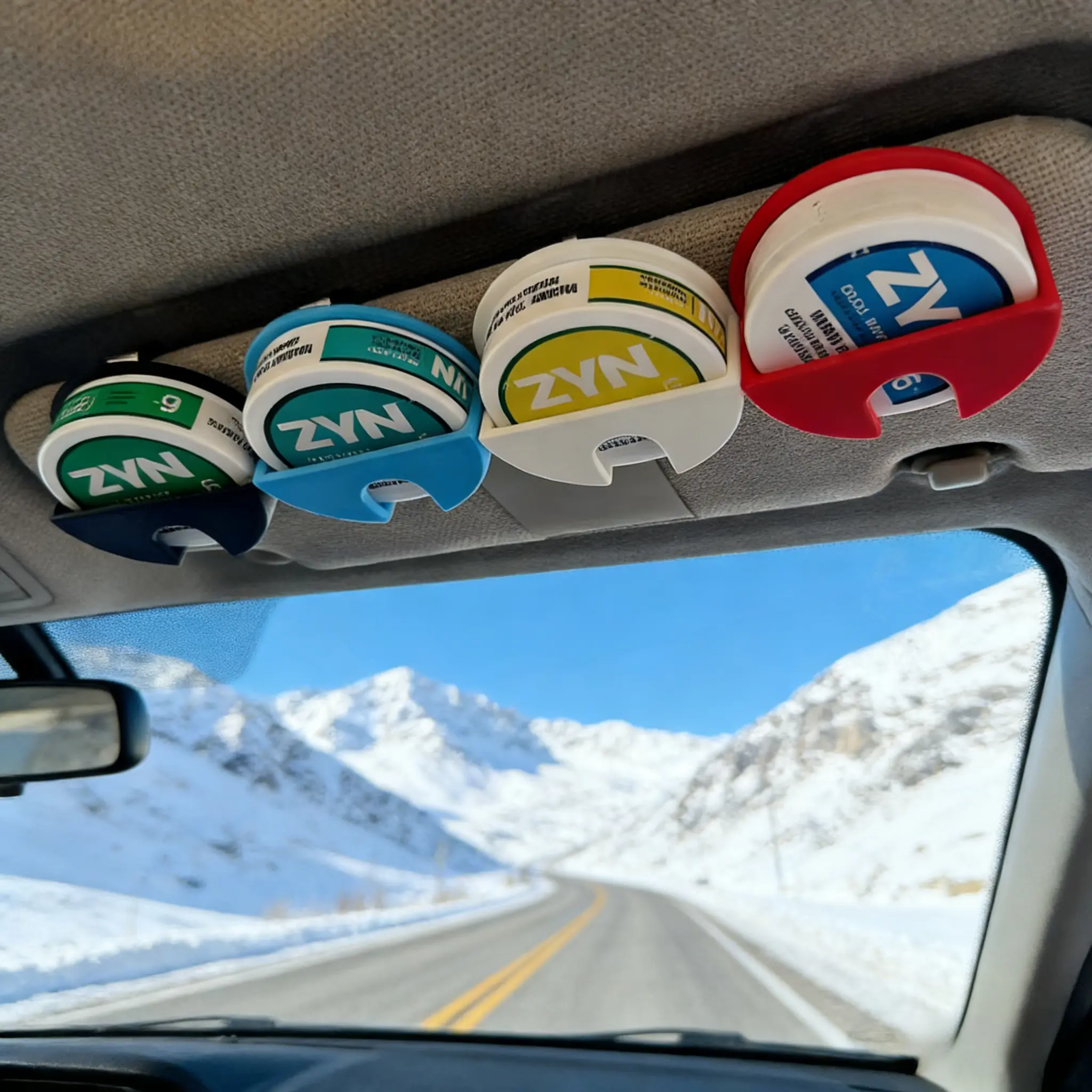 Clip - On Car Visor Dip Can Holder, Compact Durable Organizer,Essential Accessory for Zyn Pouches,Gift for Boyfriends or Husbands, Also Great for Free Storage |     Perfect for Cars, Trucks, SUVs
