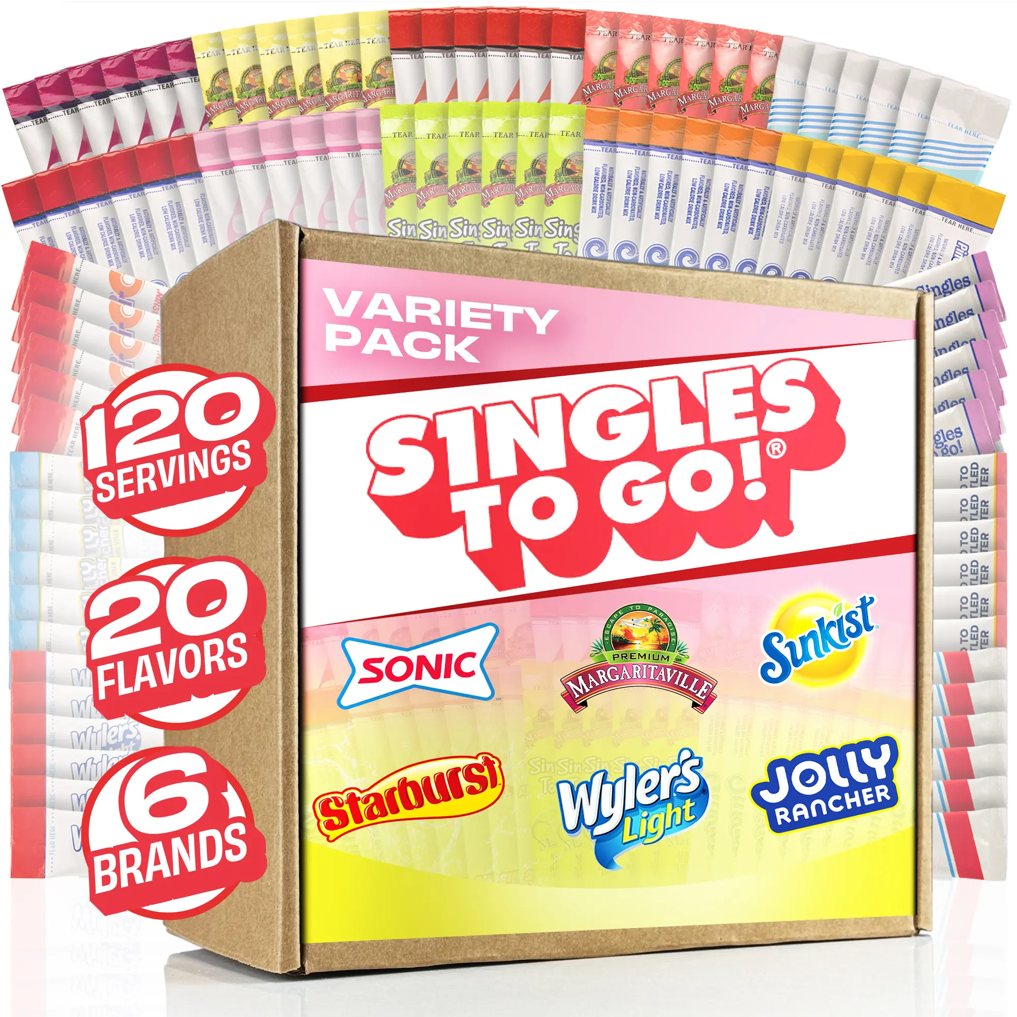 Singles To Go Sugar-Free Fruity Variety Drink Mix Bulk Bundle, 120ct Ambient Beverage Hydration Powder, Trial Box Singles To Go Sugar-Free Fruity Variety Drink Mix Bulk Bundle, 120ct Ambient Beverage Hydration Powder, Trial Box