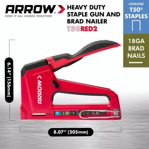 Arrow Heavy Duty Manual 2-in-1 Staple Gun And Brad Nailer For Upholstery T50RED2