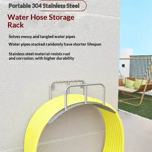 tainless Steel Wall Mount Garden Hose Holder, Heavy Duty Rustproof Water Pipe Hanger with Curved Anti‑Slip Design, Space‑Saving Outdoor Hose Storage Bracket for Yard, Patio, Fence & Garden, Easy Install Water Hose Organizer Rack to Keep Your Garden Tidy