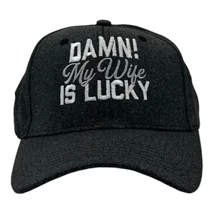 Damn My Wife Is Lucky Hat Funny Sarcastic Married Novelty Cap Funny Hats Funny Sarcastic  Novelty Caps for Men Black - Standard