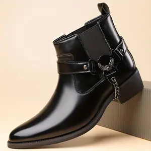 Men's British Style Pointed-Toe Short Biker Boots