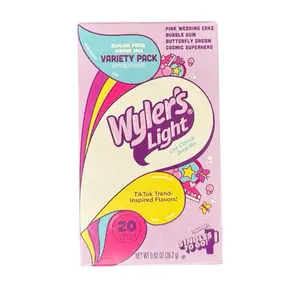 Wylers Light Sugar Free Drink Mix Variety 20 Pack- Pink Wedding Cake, Bubble Gum, Butterfly Dream, & Cosmic Superhero Flavors