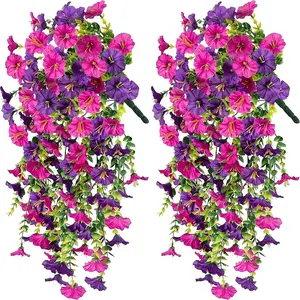 4pcs UV Protection Artificial Hanging Flowers, Outdoor Garden Decor, Wedding, Easter, Mother's Day, No Power Needed, Spring Season