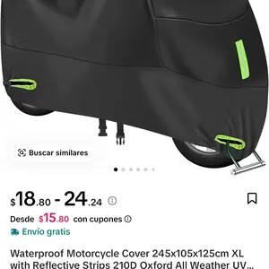 Waterproof Motorcycle Cover 245x105x125cm XL with Reflective Strips 210D Oxford All Weather UV Sun Rain Dust Protection for Outdoor Indoor Parking Essential Travel Durable Stylish Size M XXXXXL Motorbike Vehicle - Wheel