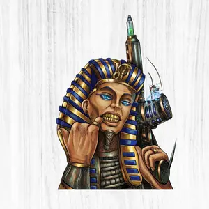 Egyptian Pharaoh Gold Teeth Vape Sticker, Street Art Retro Urban Decal, Waterproof Vinyl Laptop Car Bottle Sticker