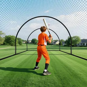 VEVOR Baseball Batting Cage, 19.9 x 12.0 x 8.2 FT Freestanding Portable Batting Cage, Hitting Cages with 30-Ply Knotted HDPE & Pitching Machine Opening, Battings Cages Netting for Indoor Outdoor Sport Training Equipment