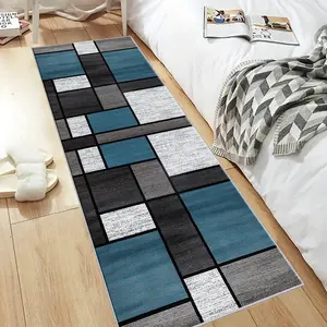 Modern Geometric Bedside Rug - Home Decoration, Soft and Super Comfortable Long Bedside Carpet, Machine Washable for Bedroom, Bedside, Living Room, Porch, Entrance, Dining Room, Bathroom, Laundry Room and Other Room Decoration Carpet Mat