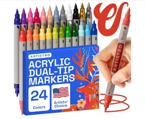 ARTISTRO Dual Tip Acrylic Paint Markers - Easy for All Ages & Levels Acrylic Paint Pens for Fabric, Rocks, Paper, Wood, Canvas, Glass, DIY