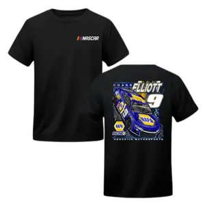 🏁[100% cotton]#9 Chase Elliott NASCAR Royal Car Racing 2-Sided Graphic T-Shirt, Unisex Cotton Short Sleeve Tee, Streetwear Camiseta Verano, Casual Crew Neck Top for Men Women, Motorsports Racing Fan Shirt, Trendy Summer Daily Wear Gift for NASCAR Lovers
