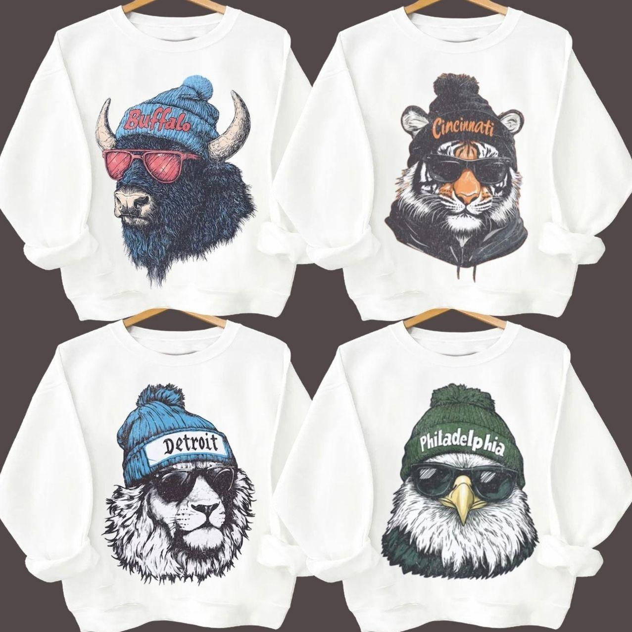 [Sale off 50%] All-team Mascot Football White Crewneck SweatShirt, Vintage 90s Graphic Style All Teams Football SweatShirt, Team Football FCN