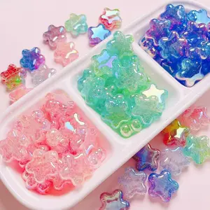 Star Shape Ice Crakle Acrylic Gradient Beads Mix Color Grilled Colorful Diy Beads