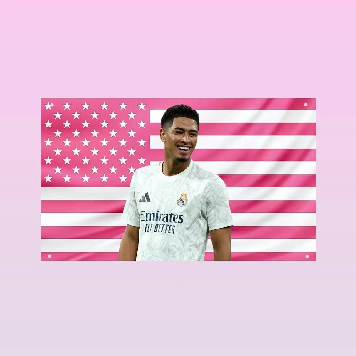 Jude Bellingham Flag | Pink US Flag, Black US Flag, American & UK Flag | Football Star Wall Decor | Soccer Fan Gift