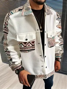 Men's Colorblock Plaid Fitted Jacket, Casual Long Sleeve Lapel Coat, Spring & Fall Fashion Outerwear, Stylish Aesthetic Streetwear for Men, Menswear