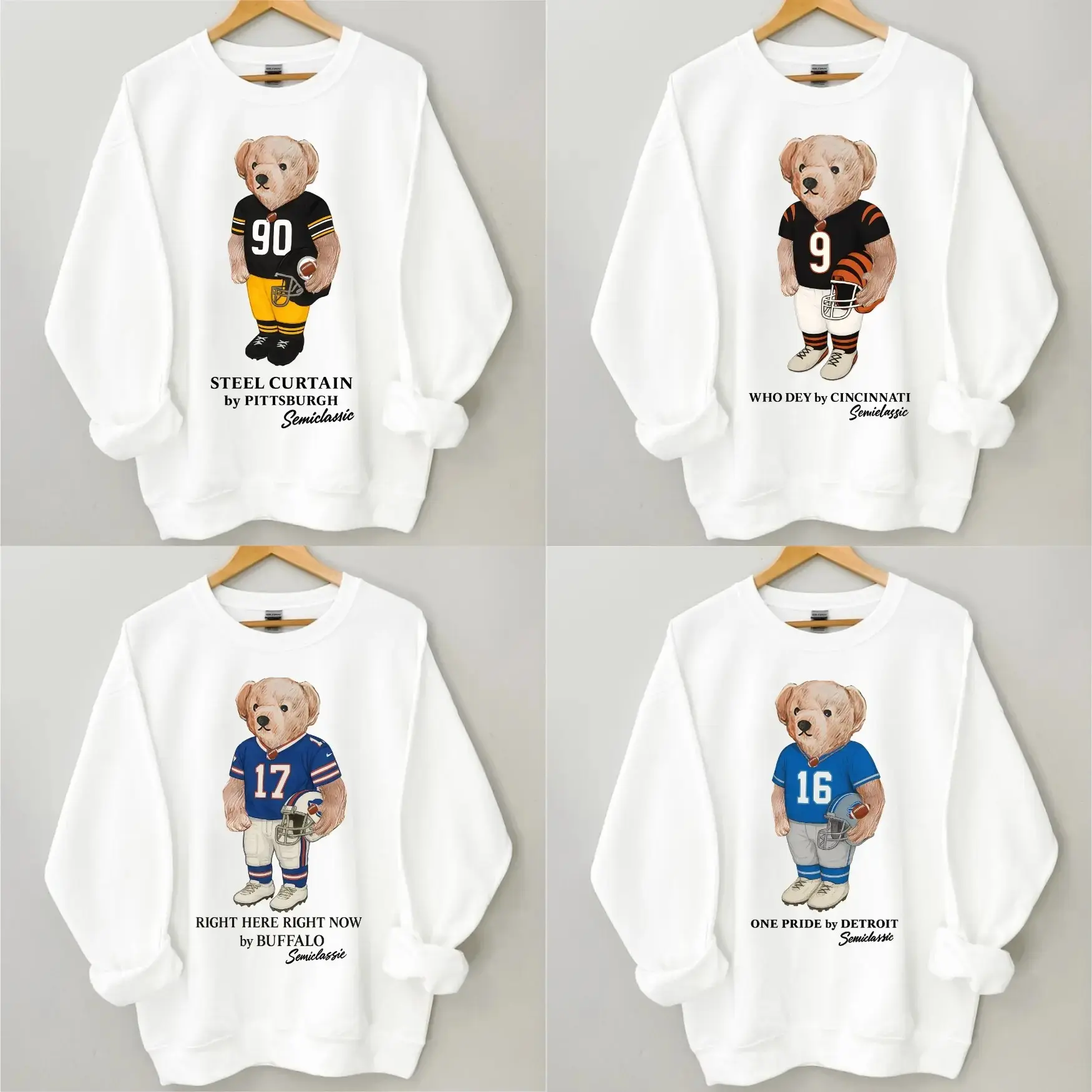 Football All Team Graphic White Sweatshirt Pullover Vintage Sport Varsity Crewneck Custom Team Cotton GIft Sports Apparel for Every Football City Unisex Top 100% Cotton Tee
