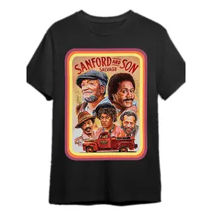 Men's 100% Cotton Short-Sleeve Round Neck T-Shirt - Sanford & Son Vintage Tropical Coconut Classic TV Show Design, Breathable Streetwear Top, Suitable for Casual Wear & Theme Parties, Gift for Him, Shortsleeve