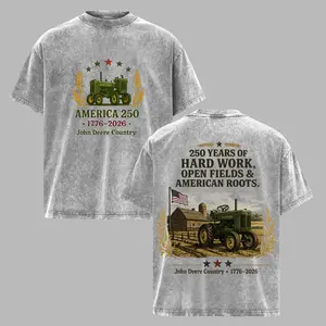 America 250 John Deere Country Vintage Washed T-Shirt | 1776–2026 Patriotic Farm Tractor Graphic Tee | 250 Years of Hard Work Open Fields American Roots Shirt | Rural Heritage Unisex Tee, America250, JohnDeere, JohnDeereCountry, America250Years