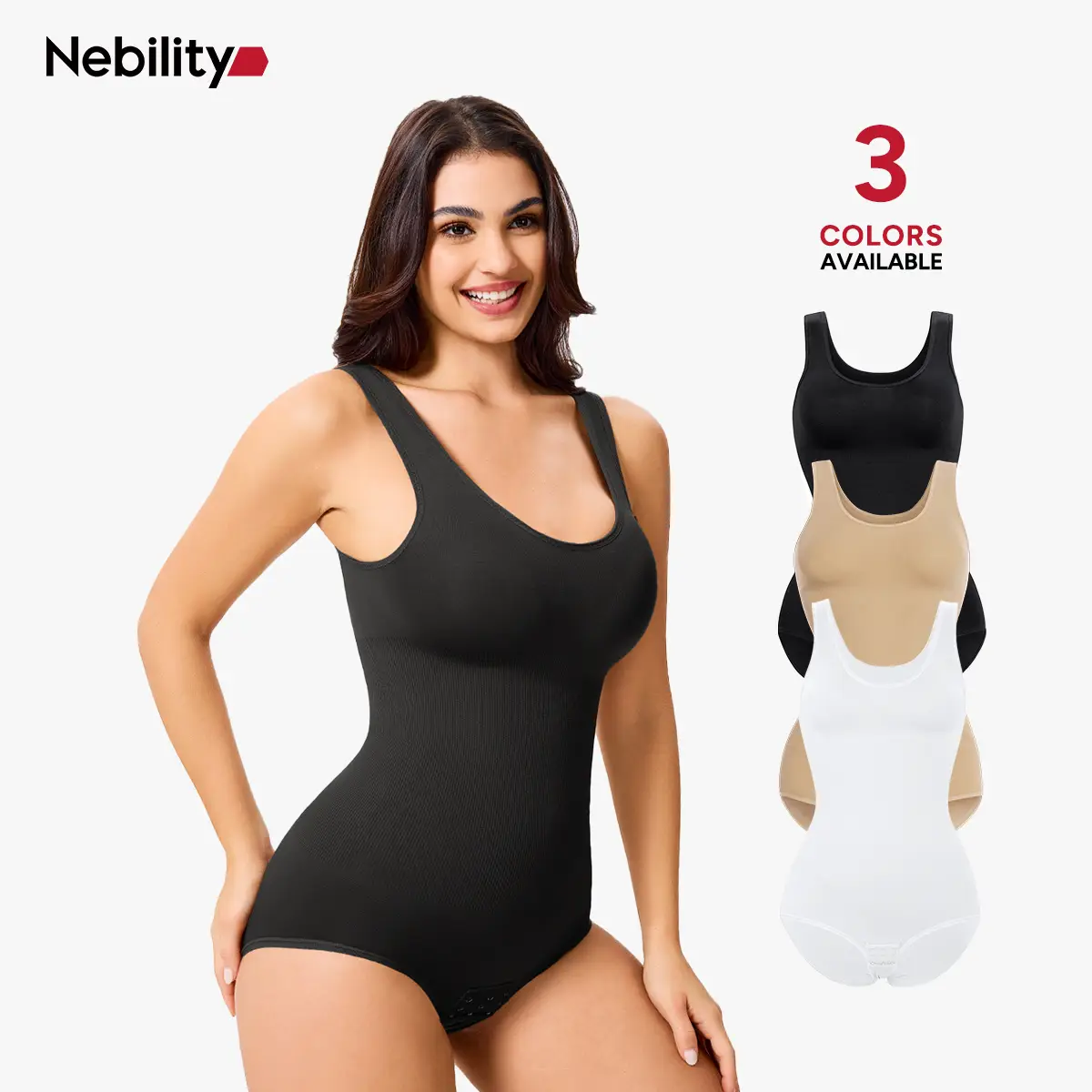 Nebility Women's Seamless Basic Shapewear - Comfortable Crewneck Sleeveless Bodysuit, Minimalist Womenswear for Daily & Outdoor Wear