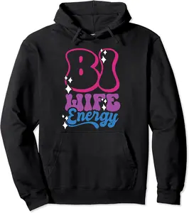 Bi Wife Energy Bisexual Flag LGBT Pride Groovy Pullover Hoodie - Loislefors Shop 68B0C91SBR8C