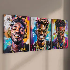 Graffiti Art Character Pattern Canvas Painting with Frame, 3 Counts/set Street Art Decoration, Fashion Poster, Perfect Living Room Decoration, Office, Apartment Dormitory, Ornaments, Canvas Wall Art