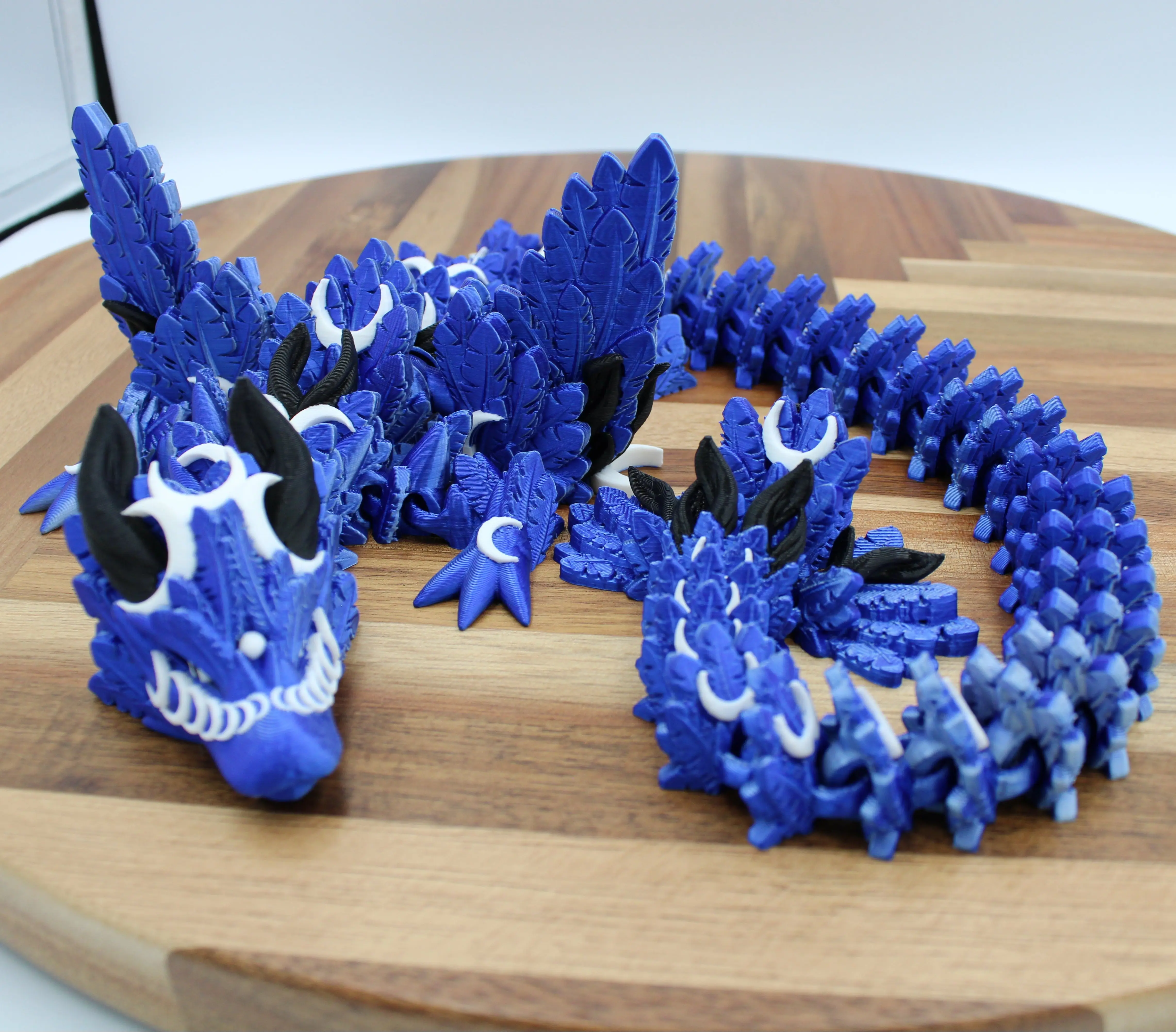 Lunaria Moonbound Wyrm Guardian Celestial Veil 3D Printed PLA Dragon with Celestial Articulation Lunar Themed Detailing Mystic Gradient Finish Cinderwing3D