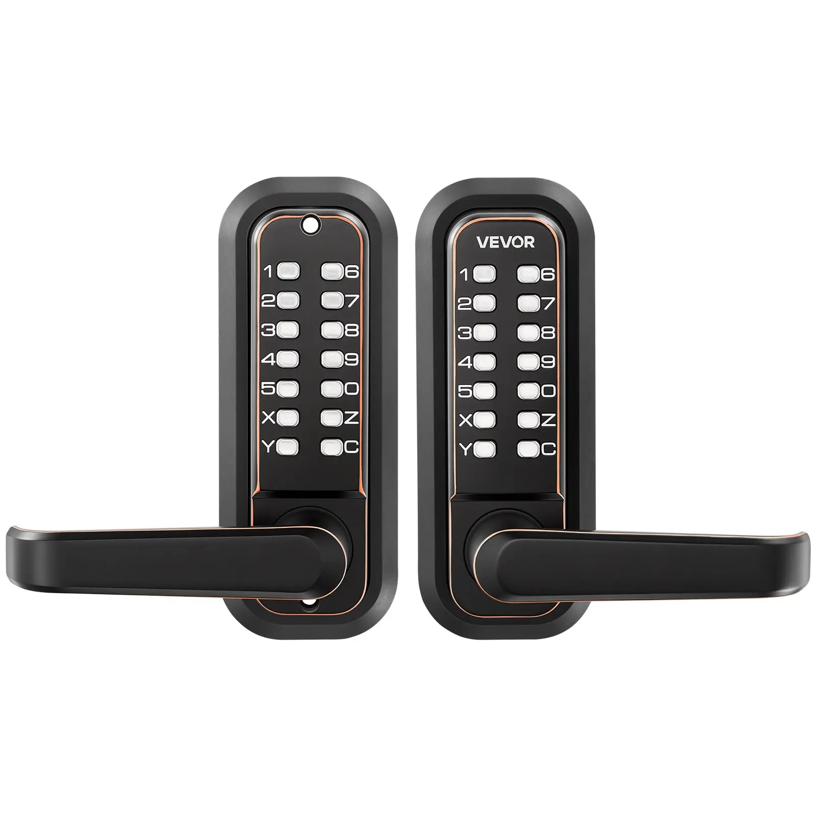 【DealsForYouDays】VEVOR Mechanical Keyless Entry Door Security Lock, 2.0 Code Upgrade, 4-7 Digit Code Control, Double-Sided Numeric Keypad with Handle, Auto-Locking, Controlled Access Entry Locks, Oil-Rubbed Bronze, for Indoor/Outdoor Use
