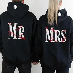MR - MRS Matching Hoodie for Couple Graphic Hoodie Casual Streetstyle Fleece Fabric Pullover Hooded Sweatshirt Trendy Tops Oufits