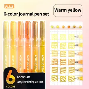 Acrylic Gel Pens for Coloring Books, Quick Dry 6 Pcs 1.0mm Fine Point Gel Marker Pen for Drawing, Journaling Art, Warm Yellow