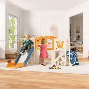 13-in-1 Toddler Slide Climber with Basketball Golf & Drawing Board Indoor Outdoor Playset for Kids Ages 1 and Up Stable Slide Design,for Boys and Girls Birthday Gift Christmas Gift