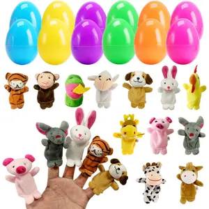 12 Pack Prefilled Easter Eggs With Animal Finger Puppets Mini Plush Toys Surprise Easter Gifts Basket Stuffers Hunt Party Favors for Kids